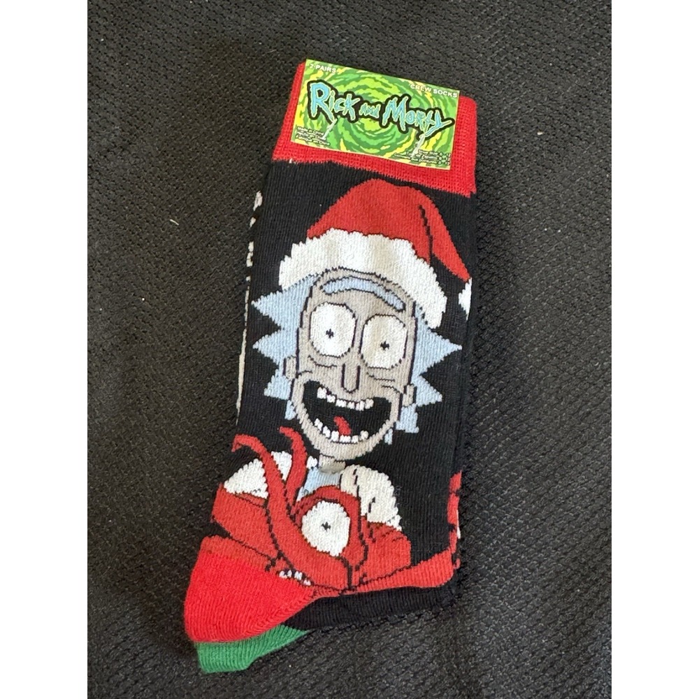 NEW! Adult Swim Rick and Morty Crew Socks 2 Pair‎ Pack Men's Shoe Size 6 to 12